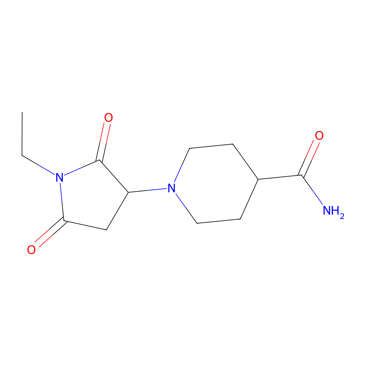 1-(1-Ethyl-2,5-dioxopyrrolidin-3-yl)piperidine-4-carboxamide molecular structure, CAS 442555-00-2