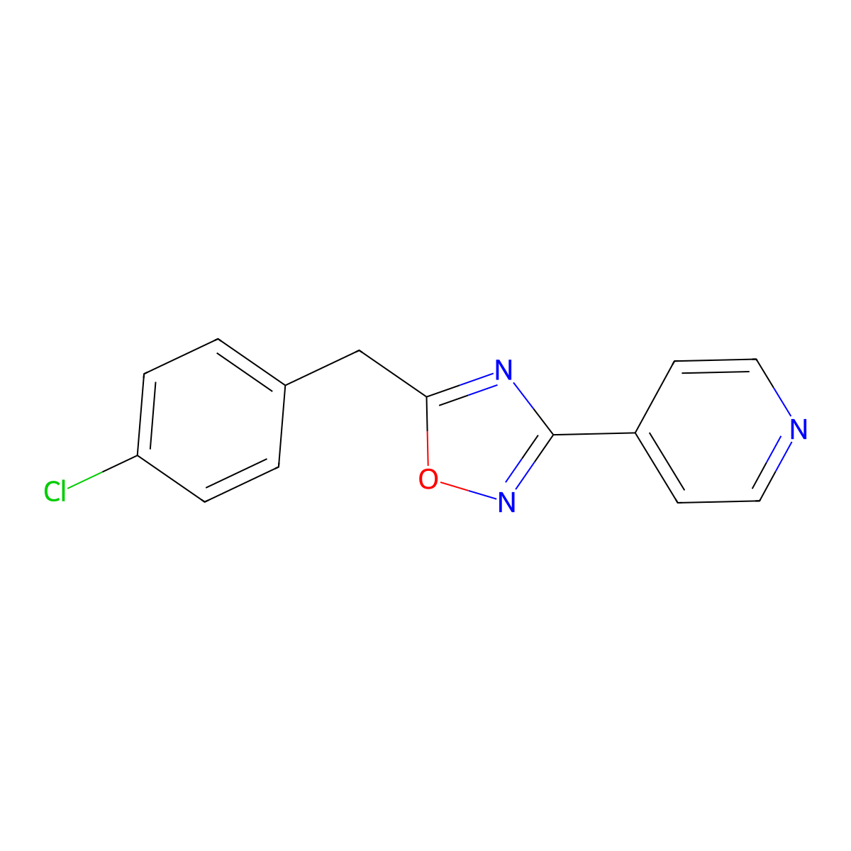 4-[5-(4-Chlorobenzyl)-1,2,4-oxadiazol-3-yl]pyridine molecular structure, CAS 442555-70-6