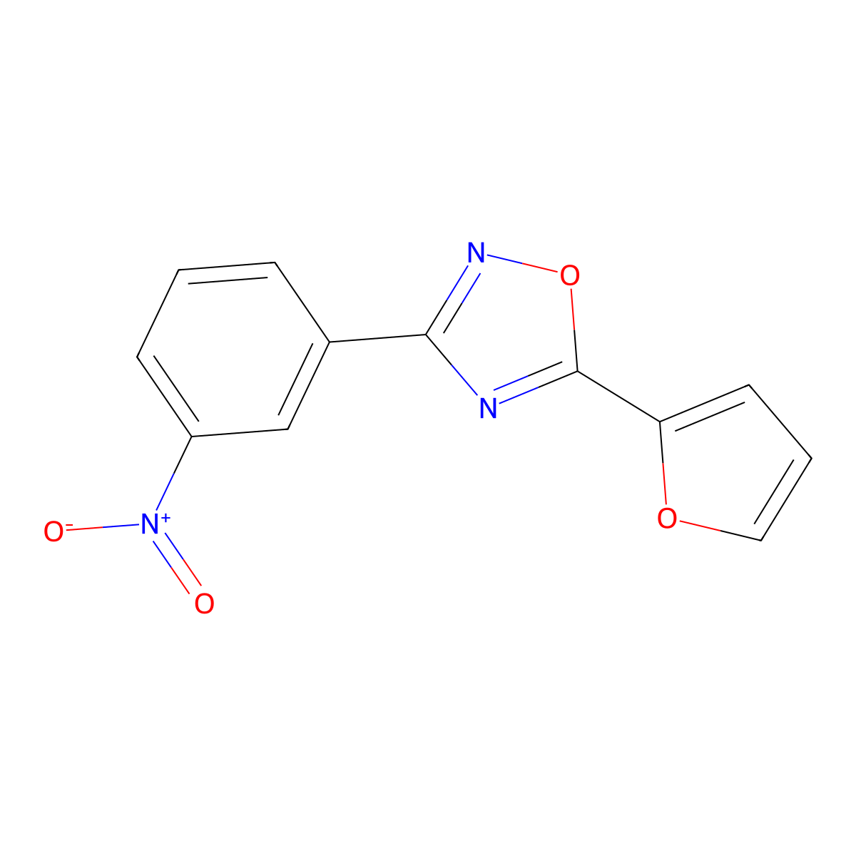 5-(Furan-2-yl)-3-(3-nitrophenyl)-1,2,4-oxadiazole molecular structure, CAS 442555-74-0