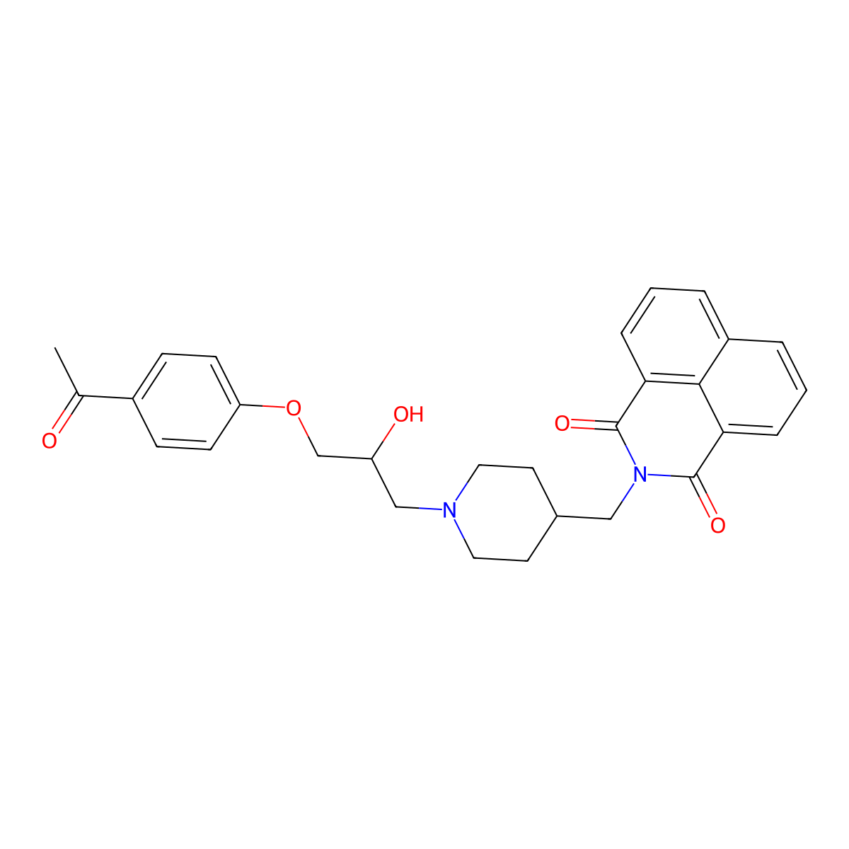 2-((1-(3-(4-acetylphenoxy)-2-hydroxypropyl)piperidin-4-yl)methyl)-1H-benzo[de]isoquinoline-1,3(2H)-dione molecular structure, CAS 442556-07-2