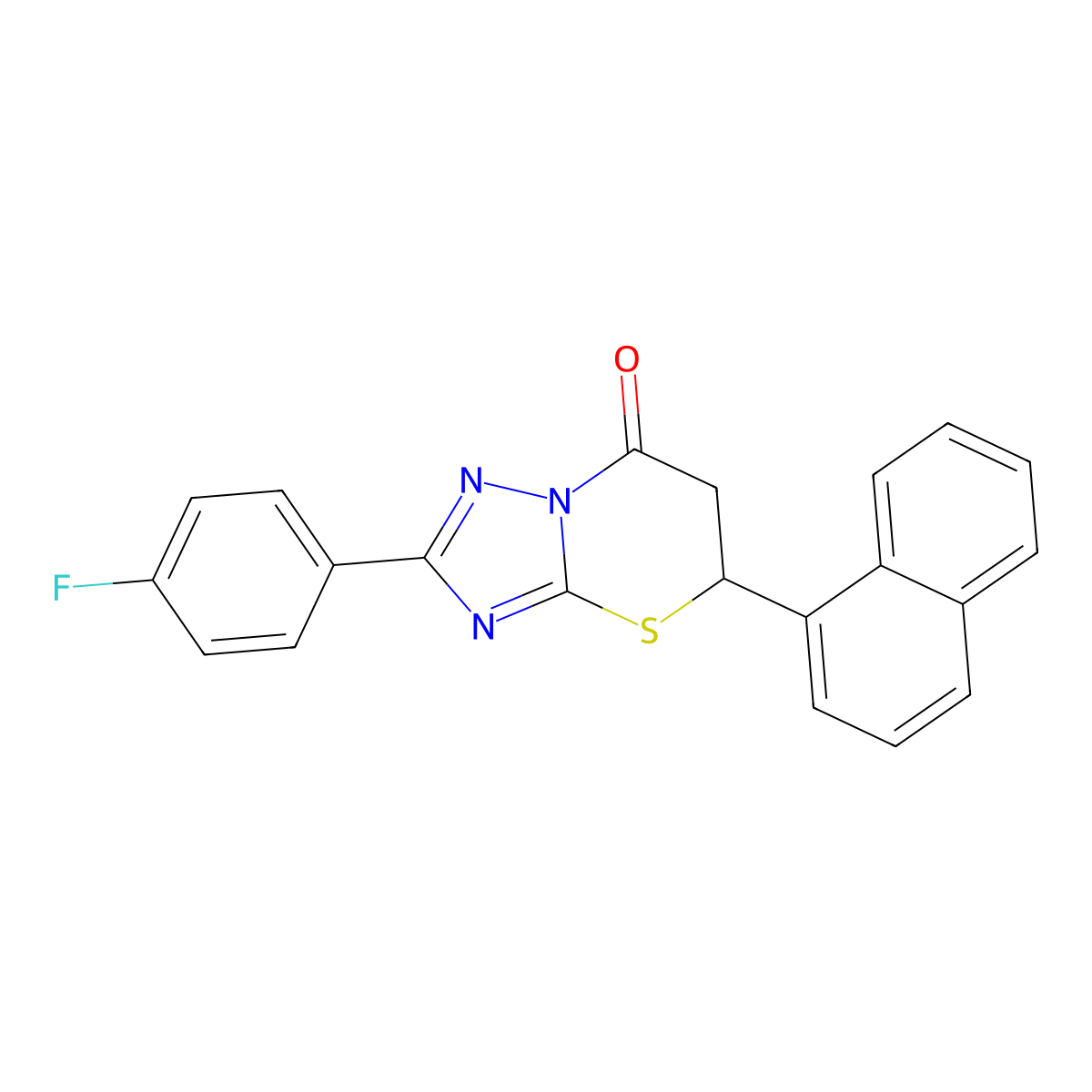 2-(4-fluorophenyl)-5-(naphthalen-1-yl)-5,6-dihydro-7H-[1,2,4]triazolo[5,1-b][1,3]thiazin-7-one molecular structure, CAS 442556-09-4