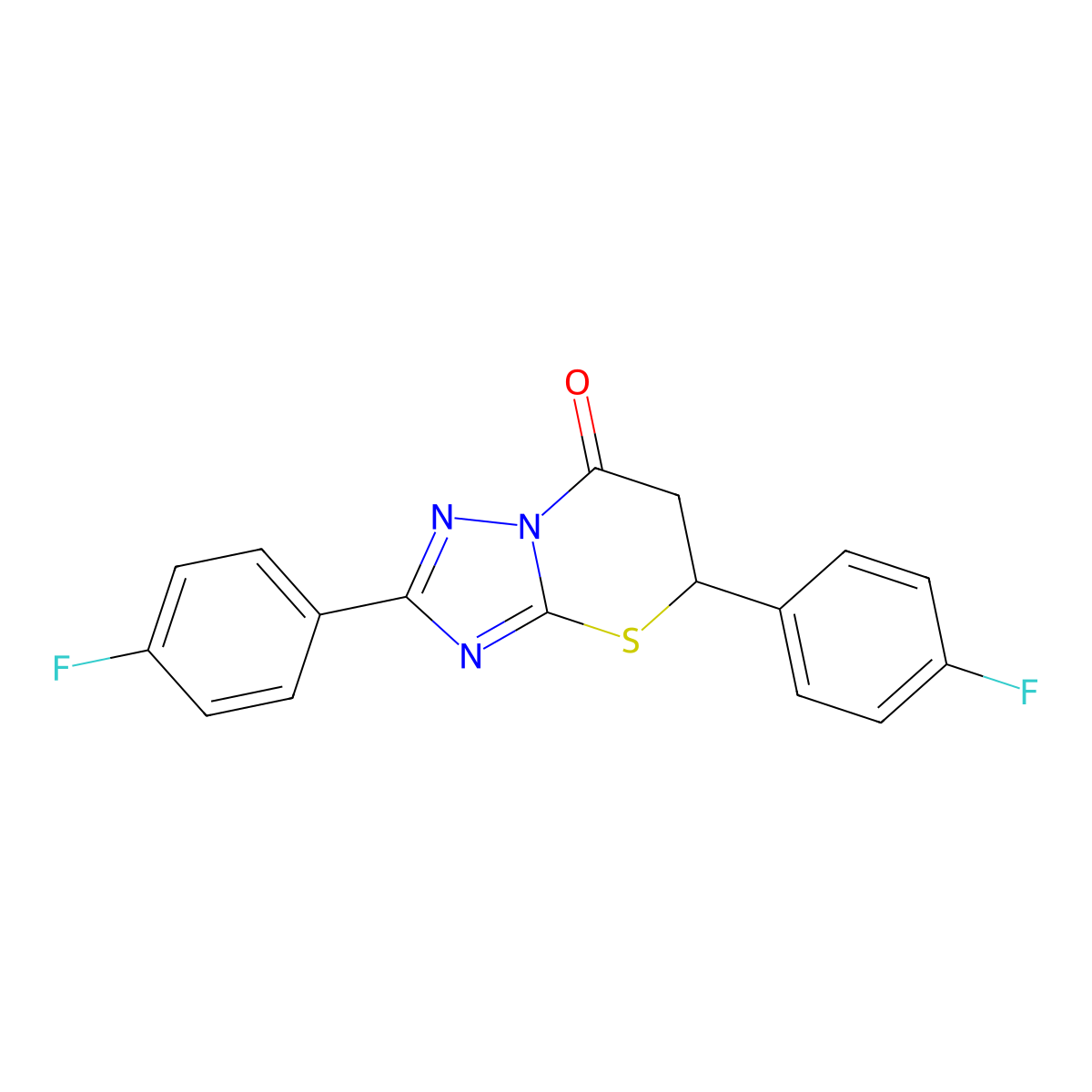 2,5-bis(4-fluorophenyl)-5,6-dihydro-7H-[1,2,4]triazolo[5,1-b][1,3]thiazin-7-one molecular structure, CAS 442556-10-7