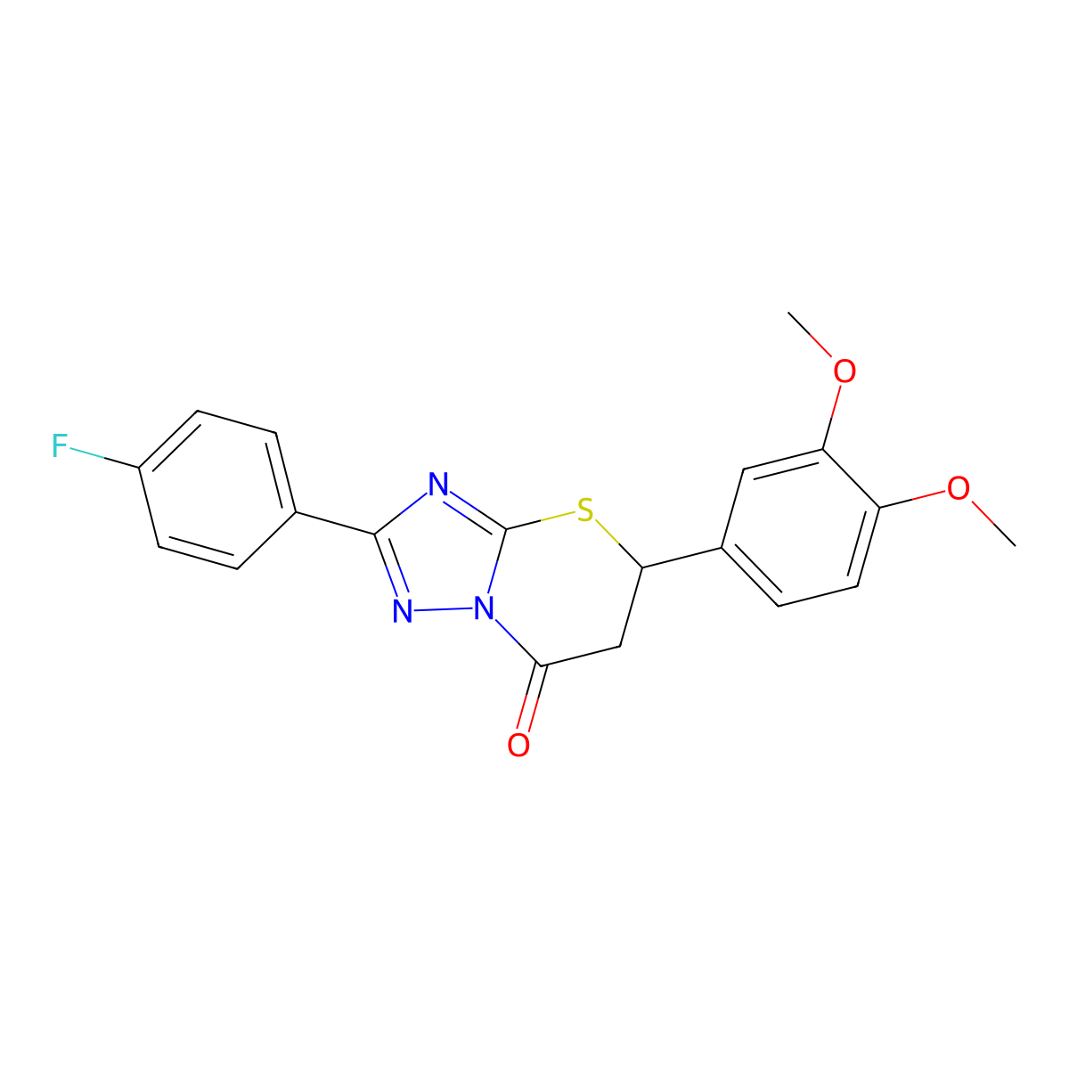 5-(3,4-dimethoxyphenyl)-2-(4-fluorophenyl)-5,6-dihydro-7H-[1,2,4]triazolo[5,1-b][1,3]thiazin-7-one molecular structure, CAS 442556-11-8