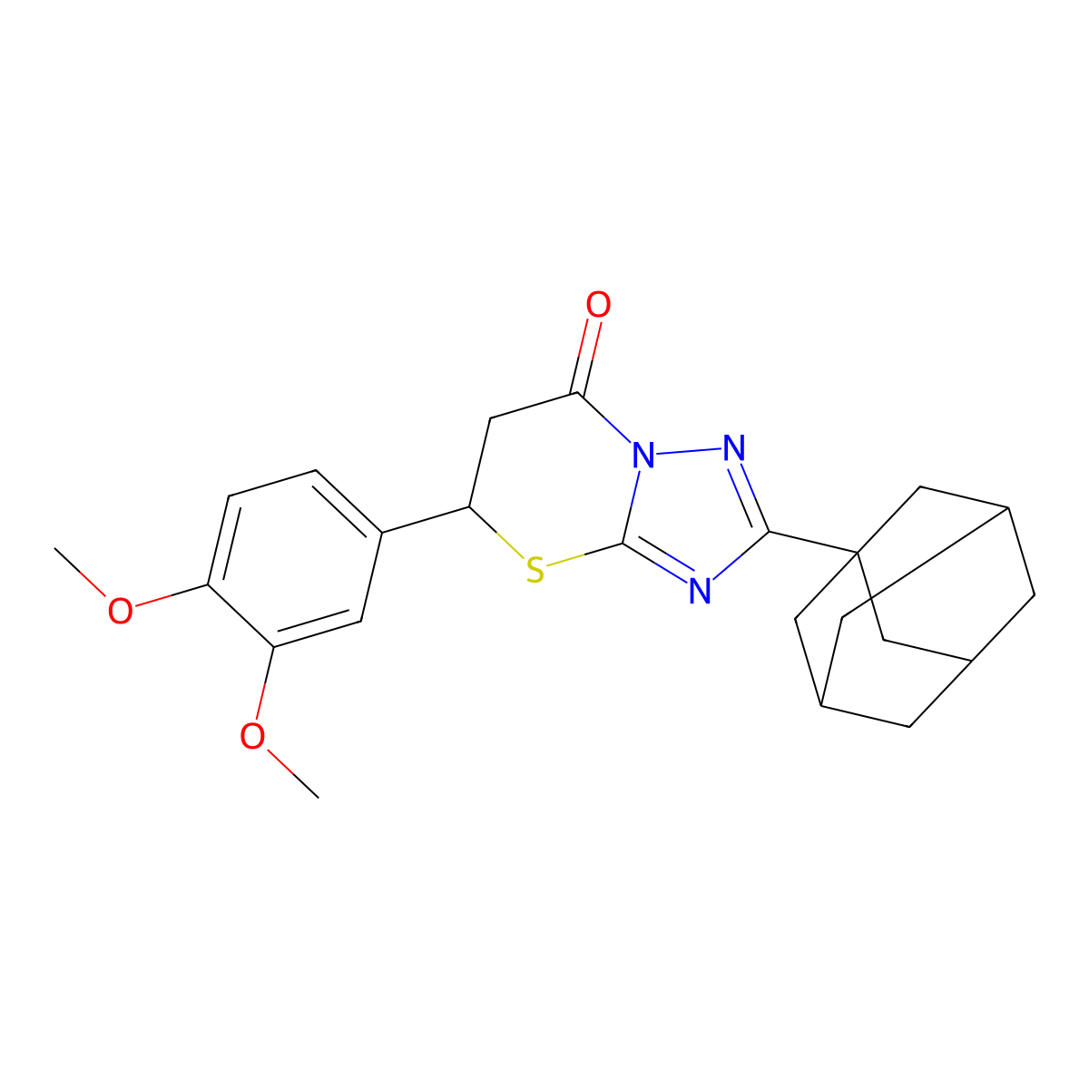 2-(1-adamantyl)-5-(3,4-dimethoxyphenyl)-5,6-dihydro-7H-[1,2,4]triazolo[5,1-b][1,3]thiazin-7-one molecular structure, CAS 442556-12-9