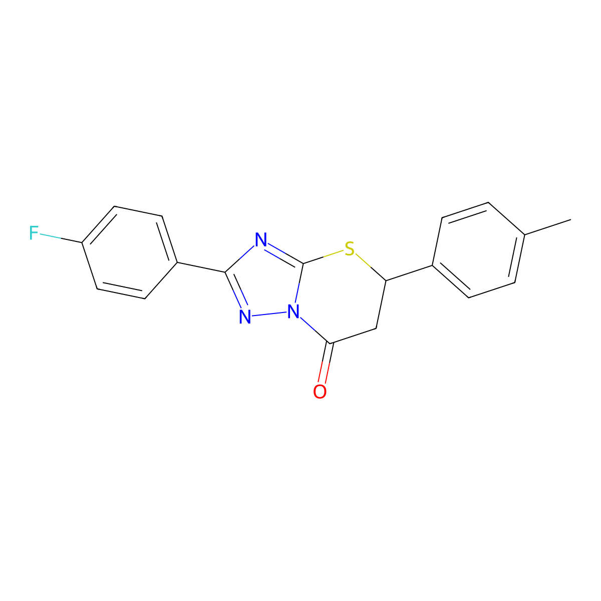 2-(4-fluorophenyl)-5-(p-tolyl)-5H-[1,2,4]triazolo[5,1-b][1,3]thiazin-7(6H)-one molecular structure, CAS 442556-13-0