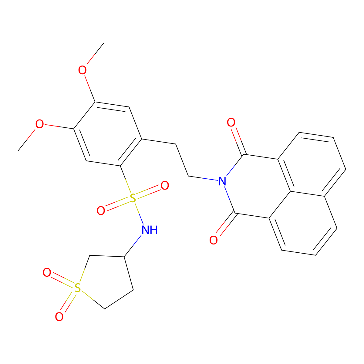N-(1,1-dioxidotetrahydrothiophen-3-yl)-2-(2-(1,3-dioxo-1H-benzo[de]isoquinolin-2(3H)-yl)ethyl)-4,5-dimethoxybenzenesulfonamide molecular structure, CAS 442556-17-4