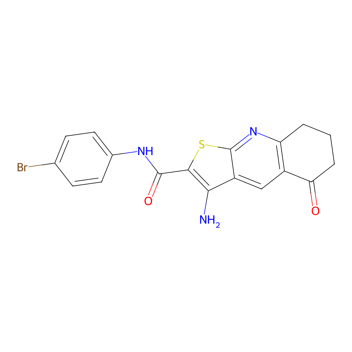3-amino-N-(4-bromophenyl)-5-oxo-5,6,7,8-tetrahydrothieno[2,3-b]quinoline-2-carboxamide molecular structure, CAS 442556-28-7