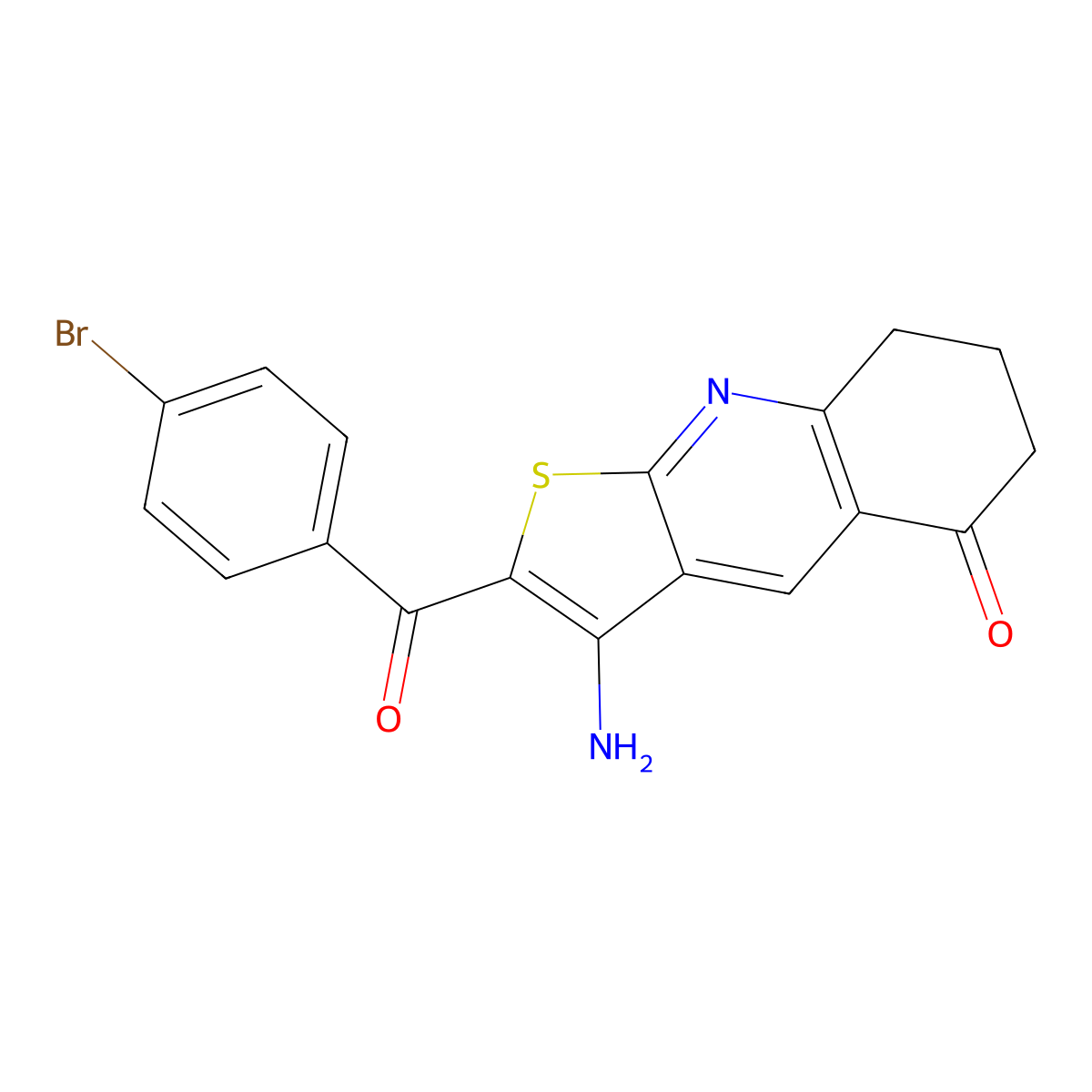 3-amino-2-(4-bromobenzoyl)-7,8-dihydrothieno[2,3-b]quinolin-5(6H)-one molecular structure, CAS 442556-30-1