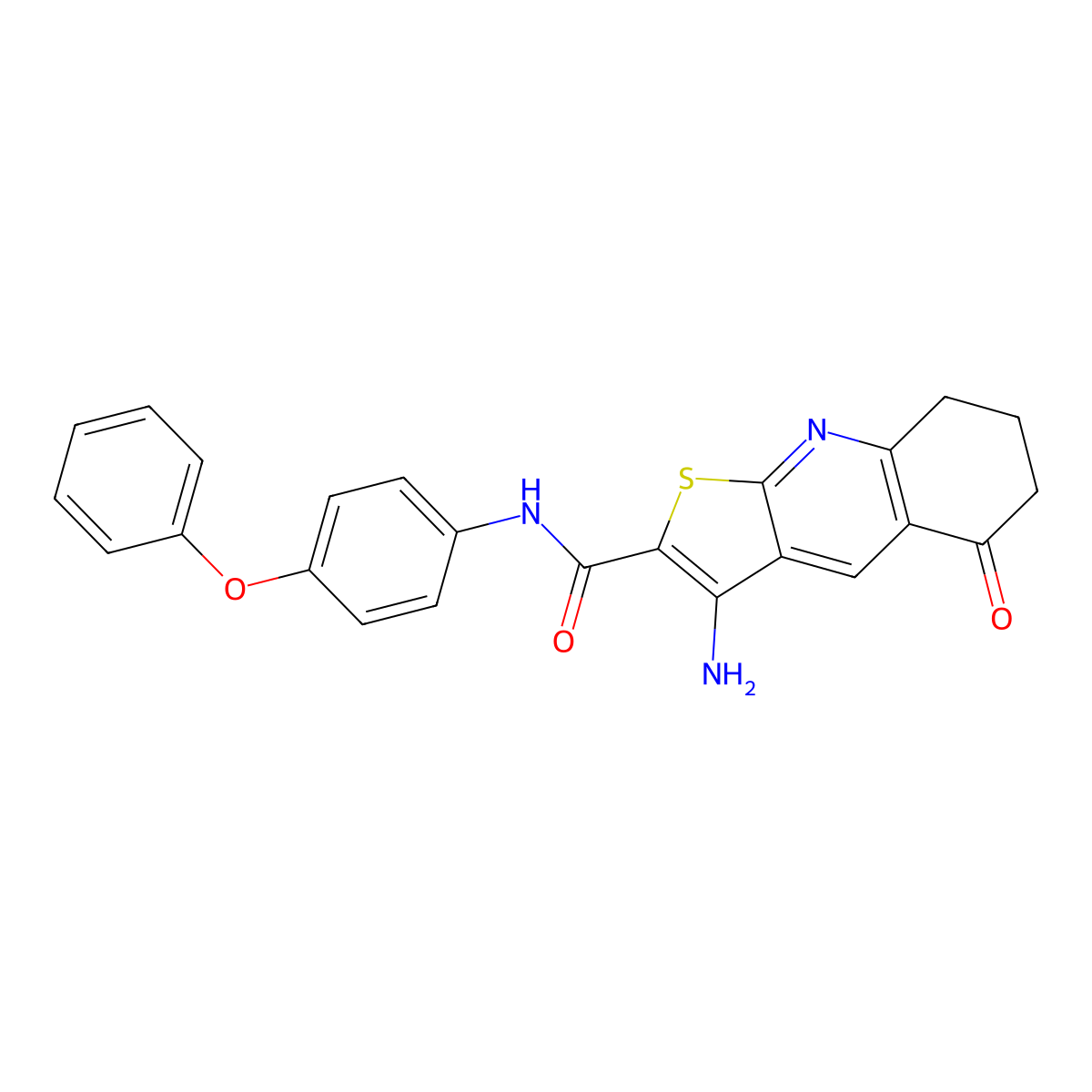 3-amino-5-oxo-N-(4-phenoxyphenyl)-5,6,7,8-tetrahydrothieno[2,3-b]quinoline-2-carboxamide molecular structure, CAS 442556-57-2
