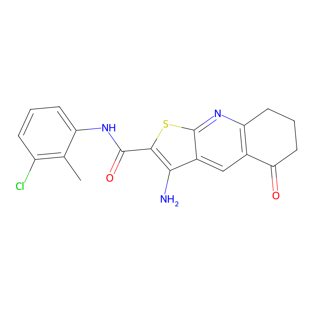 3-amino-N-(3-chloro-2-methylphenyl)-5-oxo-5,6,7,8-tetrahydrothieno[2,3-b]quinoline-2-carboxamide molecular structure, CAS 442556-59-4