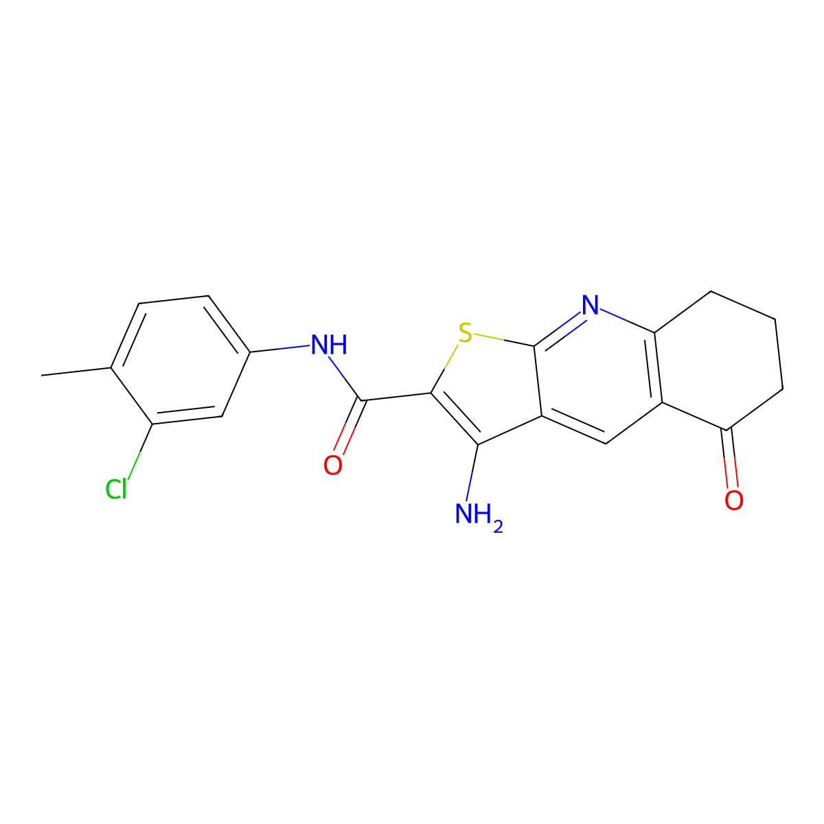 3-amino-N-(3-chloro-4-methylphenyl)-5-oxo-5,6,7,8-tetrahydrothieno[2,3-b]quinoline-2-carboxamide molecular structure, CAS 442556-64-1
