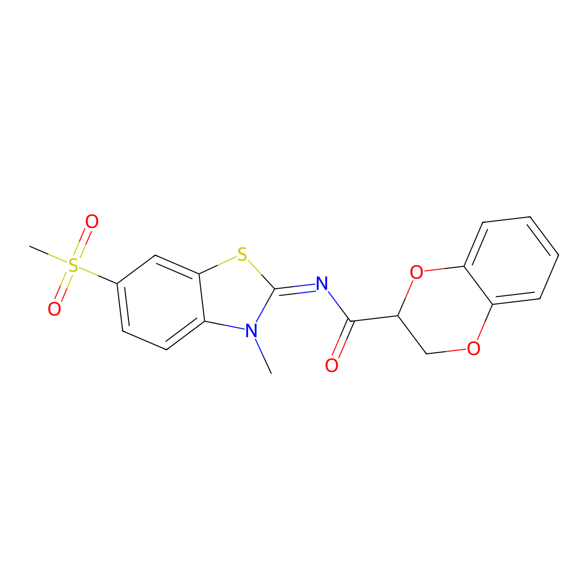 (Z)-N-(3-methyl-6-(methylsulfonyl)benzo[d]thiazol-2(3H)-ylidene)-2,3-dihydrobenzo[b][1,4]dioxine-2-carboxamide molecular structure, CAS 442556-75-4