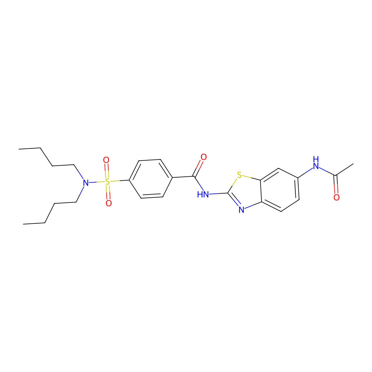 N-(6-acetamidobenzo[d]thiazol-2-yl)-4-(N,N-dibutylsulfamoyl)benzamide molecular structure, CAS 442556-80-1