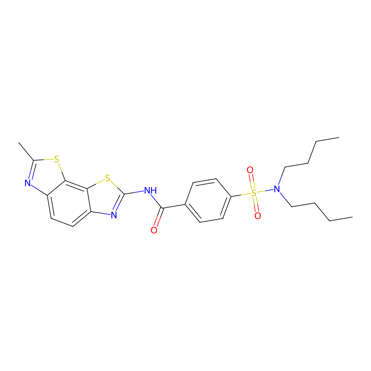 4-(dibutylsulfamoyl)-N-(7-methyl-[1,3]thiazolo[4,5-g][1,3]benzothiazol-2-yl)benzamide molecular structure, CAS 442556-84-5