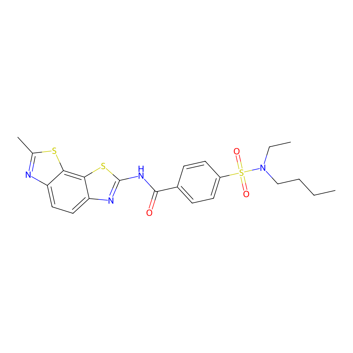 4-[butyl(ethyl)sulfamoyl]-N-(7-methyl-[1,3]thiazolo[4,5-g][1,3]benzothiazol-2-yl)benzamide molecular structure, CAS 442556-86-7