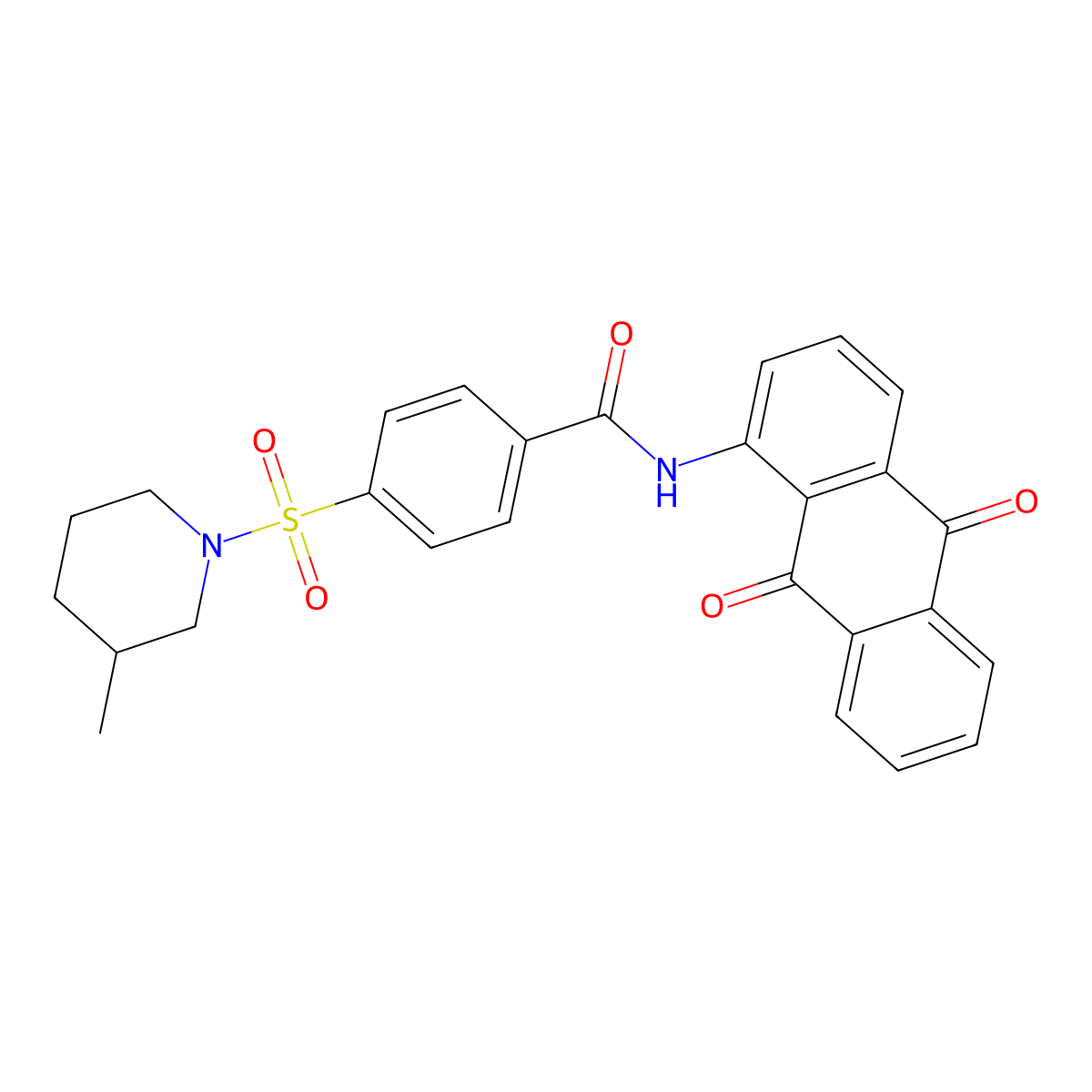 N-(9,10-dioxo-9,10-dihydroanthracen-1-yl)-4-[(3-methylpiperidin-1-yl)sulfonyl]benzamide molecular structure, CAS 442556-88-9