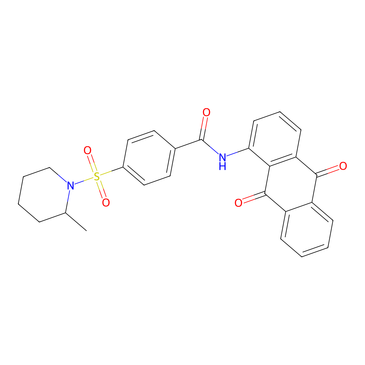N-(9,10-dioxo-9,10-dihydroanthracen-1-yl)-4-[(2-methylpiperidin-1-yl)sulfonyl]benzamide molecular structure, CAS 442556-89-0