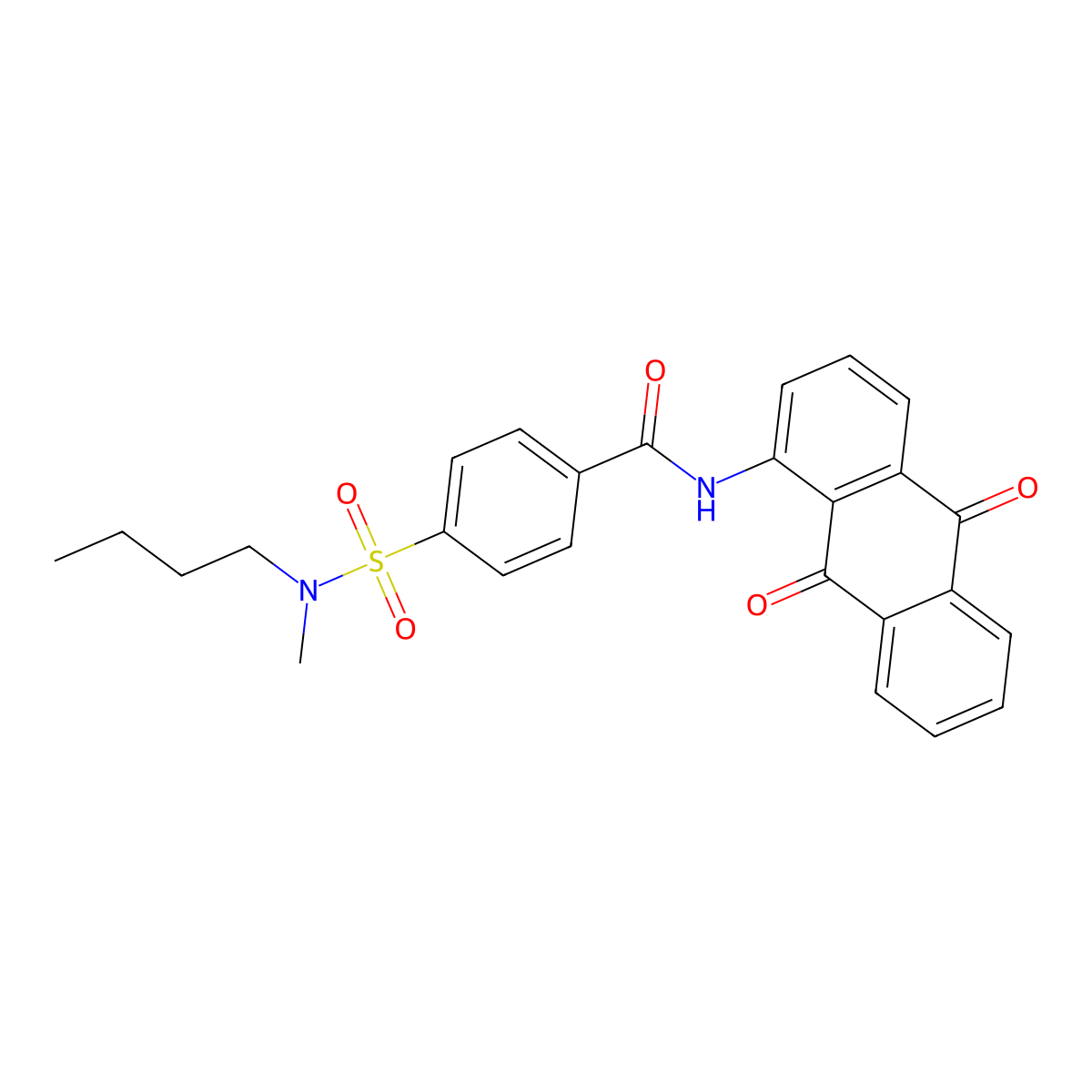 4-(N-butyl-N-methylsulfamoyl)-N-(9,10-dioxo-9,10-dihydroanthracen-1-yl)benzamide molecular structure, CAS 442556-91-4