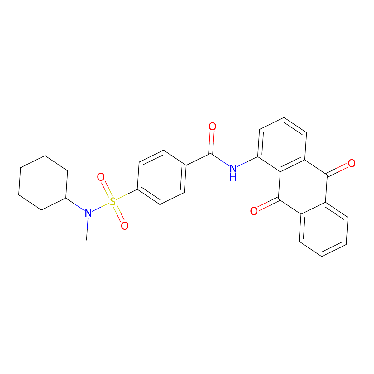 4-(N-cyclohexyl-N-methylsulfamoyl)-N-(9,10-dioxo-9,10-dihydroanthracen-1-yl)benzamide molecular structure, CAS 442556-93-6