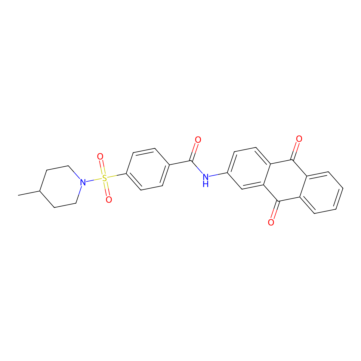 N-(9,10-dioxo-9,10-dihydroanthracen-2-yl)-4-[(4-methylpiperidin-1-yl)sulfonyl]benzamide molecular structure, CAS 442556-94-7