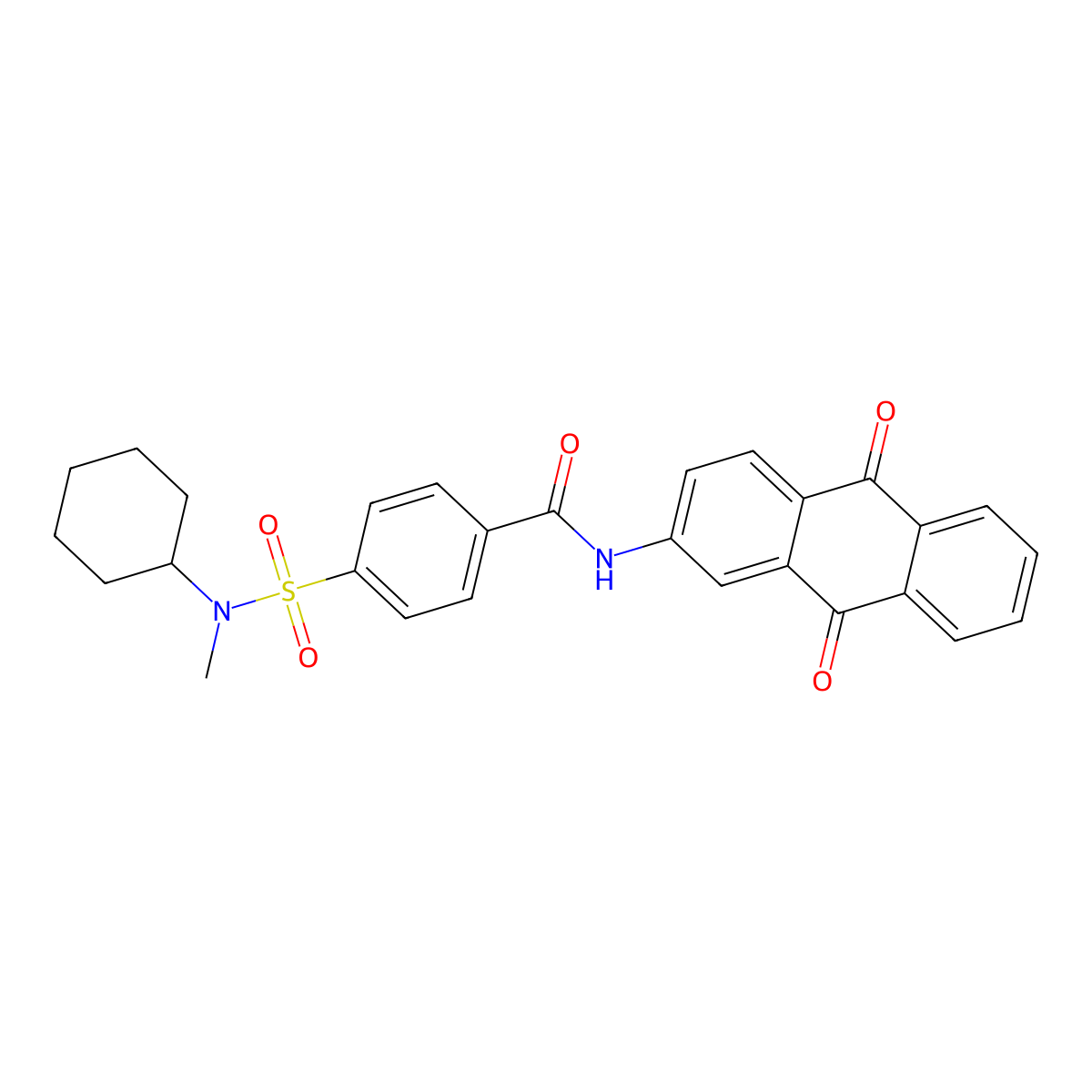 4-(N-cyclohexyl-N-methylsulfamoyl)-N-(9,10-dioxo-9,10-dihydroanthracen-2-yl)benzamide molecular structure, CAS 442556-95-8