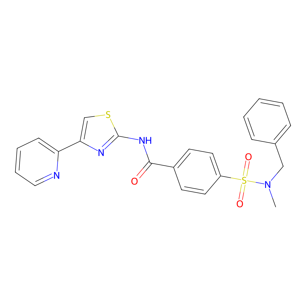 4-(N-benzyl-N-methylsulfamoyl)-N-(4-(pyridin-2-yl)thiazol-2-yl)benzamide molecular structure, CAS 442556-99-2