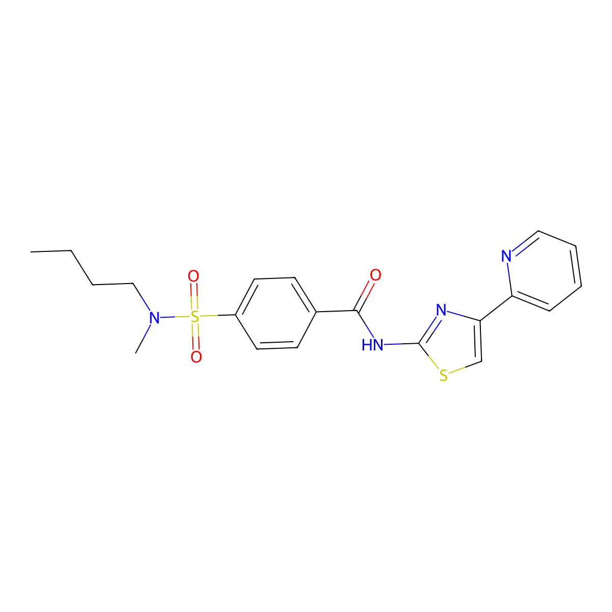 4-(N-butyl-N-methylsulfamoyl)-N-(4-(pyridin-2-yl)thiazol-2-yl)benzamide molecular structure, CAS 442557-01-9