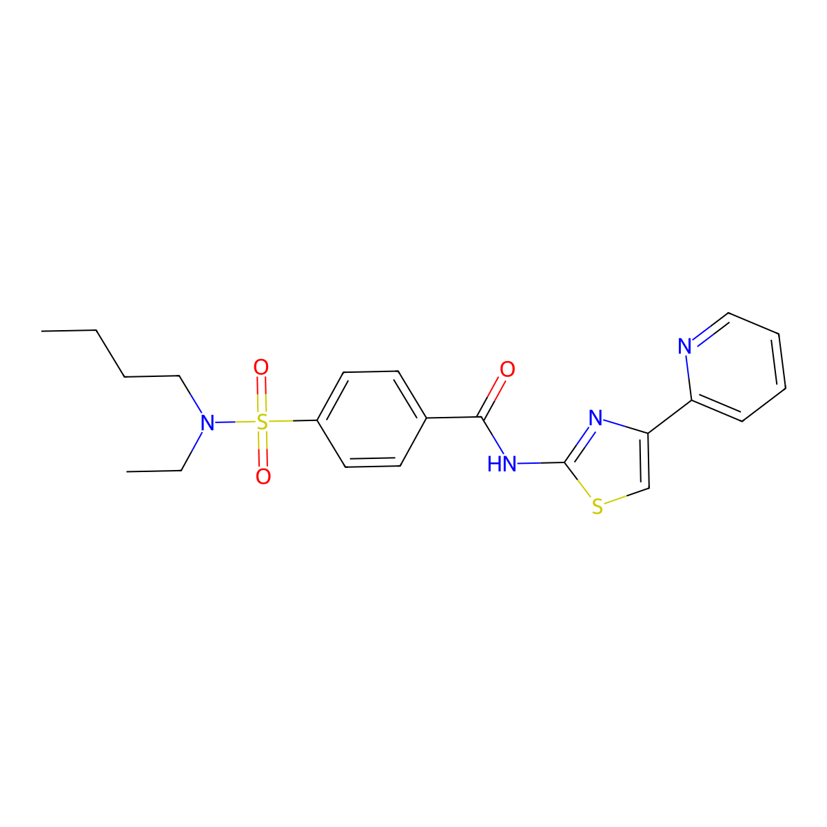 4-(N-butyl-N-ethylsulfamoyl)-N-(4-(pyridin-2-yl)thiazol-2-yl)benzamide molecular structure, CAS 442557-02-0