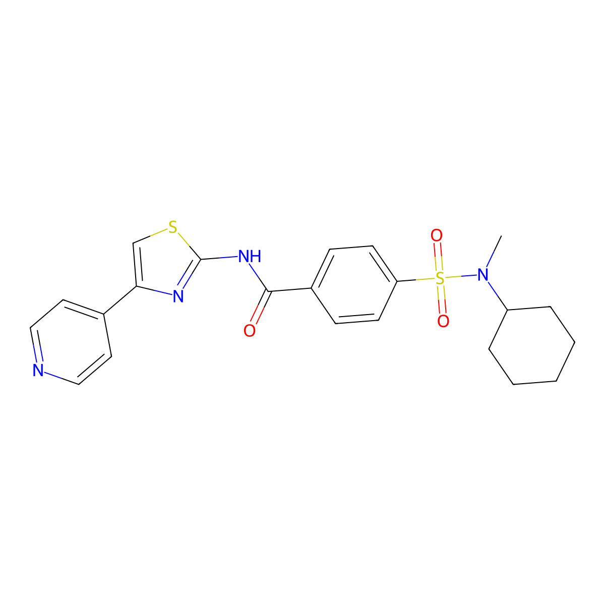4-(N-cyclohexyl-N-methylsulfamoyl)-N-(4-(pyridin-4-yl)thiazol-2-yl)benzamide molecular structure, CAS 442557-09-7