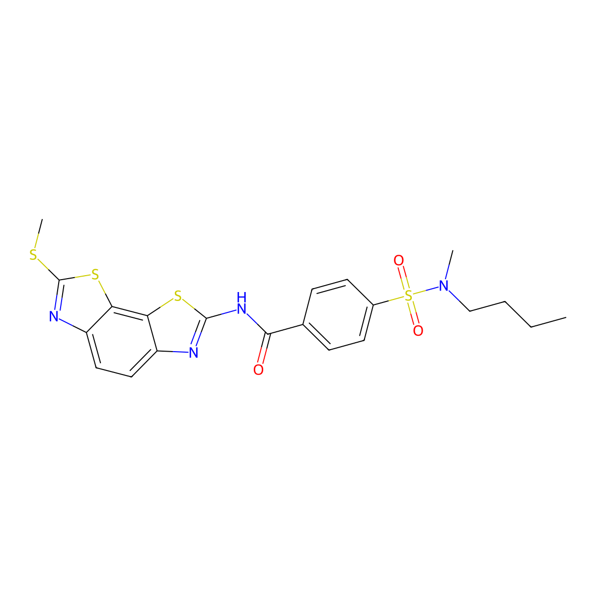 4-[butyl(methyl)sulfamoyl]-N-(2-methylsulfanyl-[1,3]thiazolo[4,5-g][1,3]benzothiazol-7-yl)benzamide molecular structure, CAS 442557-11-1