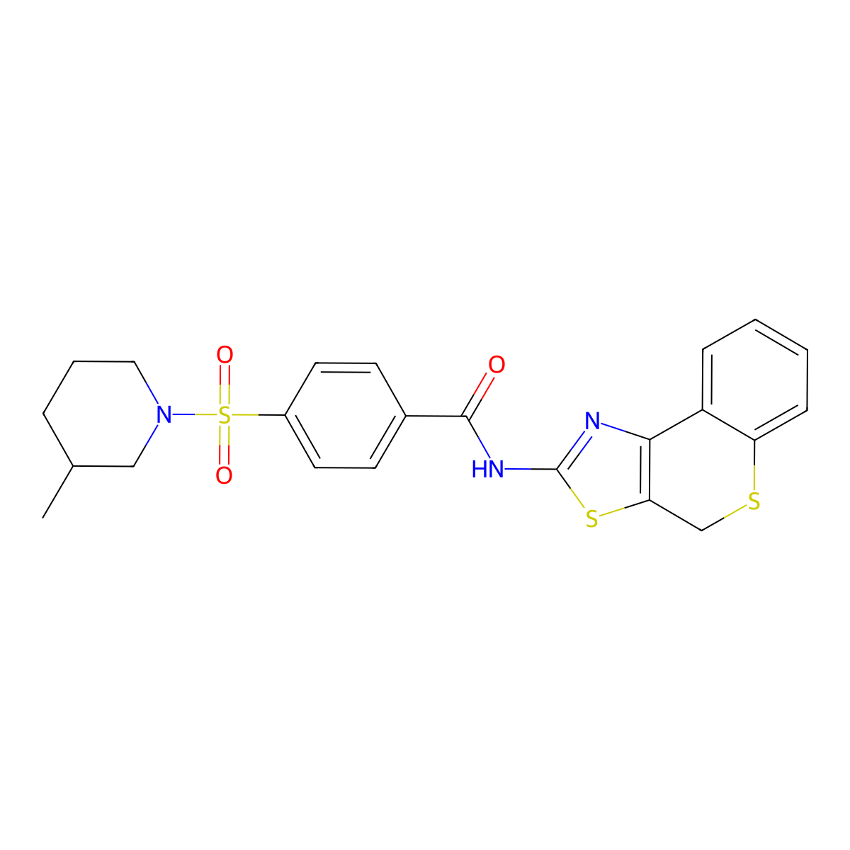 4-((3-methylpiperidin-1-yl)sulfonyl)-N-(4H-thiochromeno[4,3-d]thiazol-2-yl)benzamide molecular structure, CAS 442557-15-5