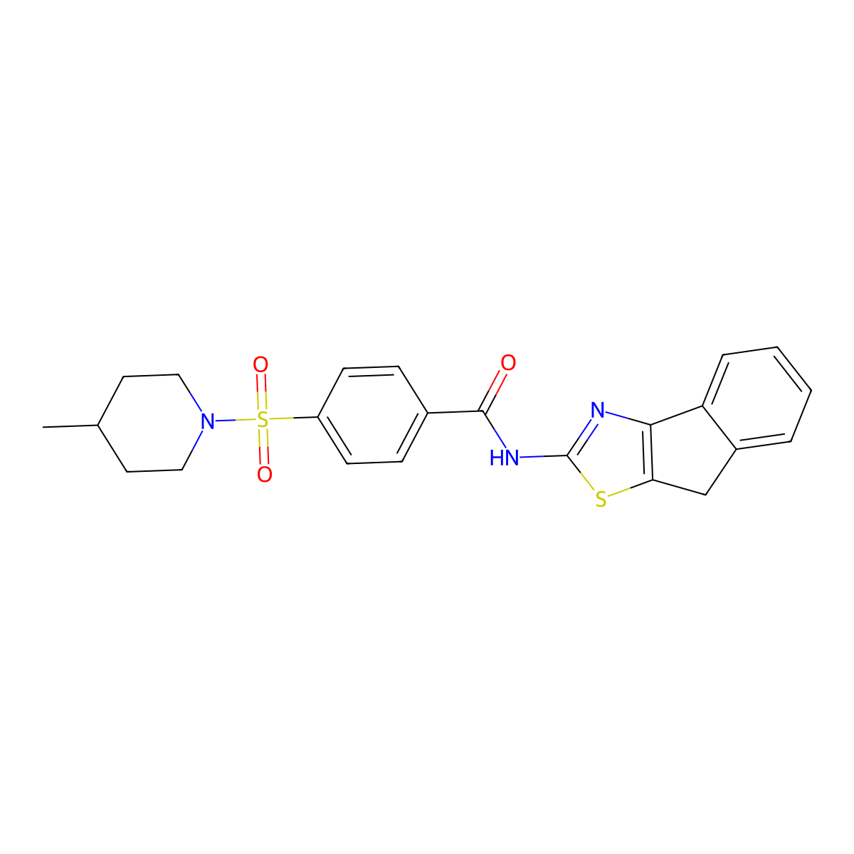 N-(8H-indeno[1,2-d]thiazol-2-yl)-4-((4-methylpiperidin-1-yl)sulfonyl)benzamide molecular structure, CAS 442557-25-7