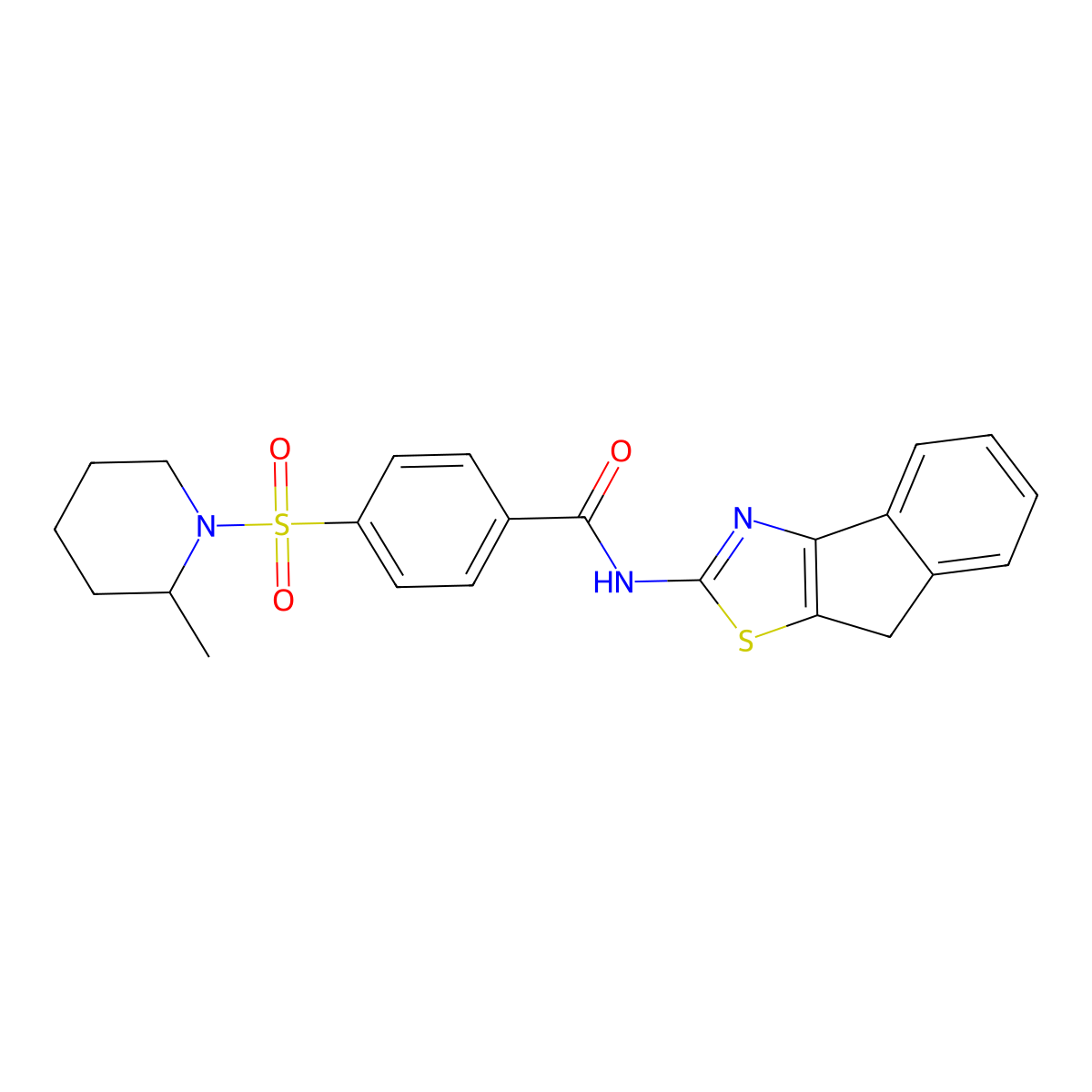 N-(8H-indeno[1,2-d]thiazol-2-yl)-4-((2-methylpiperidin-1-yl)sulfonyl)benzamide molecular structure, CAS 442557-27-9