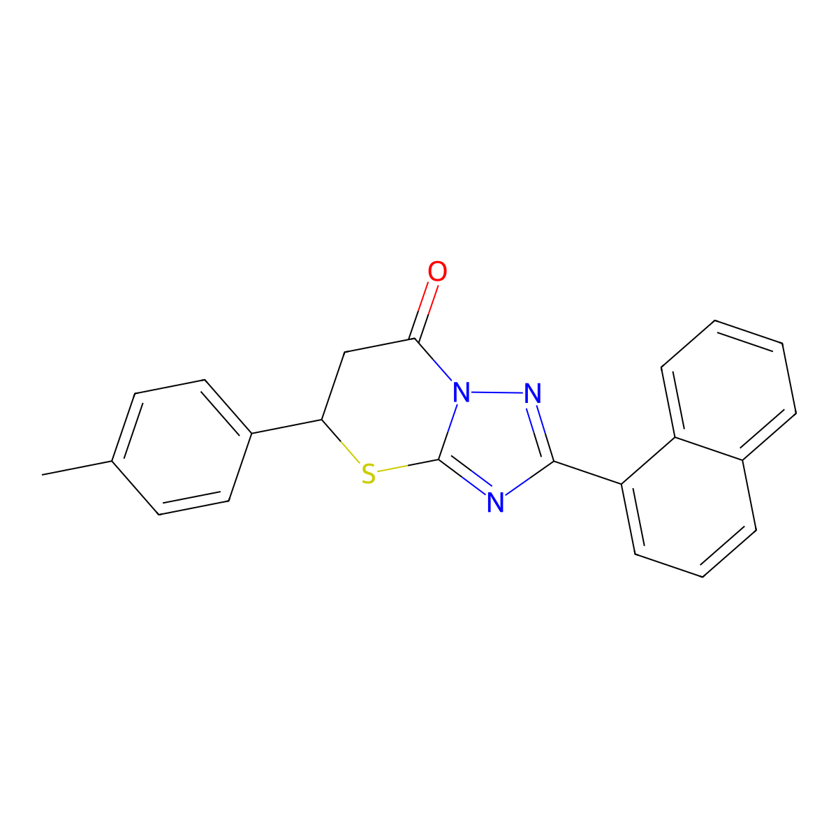 2-(naphthalen-1-yl)-5-(p-tolyl)-5H-[1,2,4]triazolo[5,1-b][1,3]thiazin-7(6H)-one molecular structure, CAS 442557-40-6