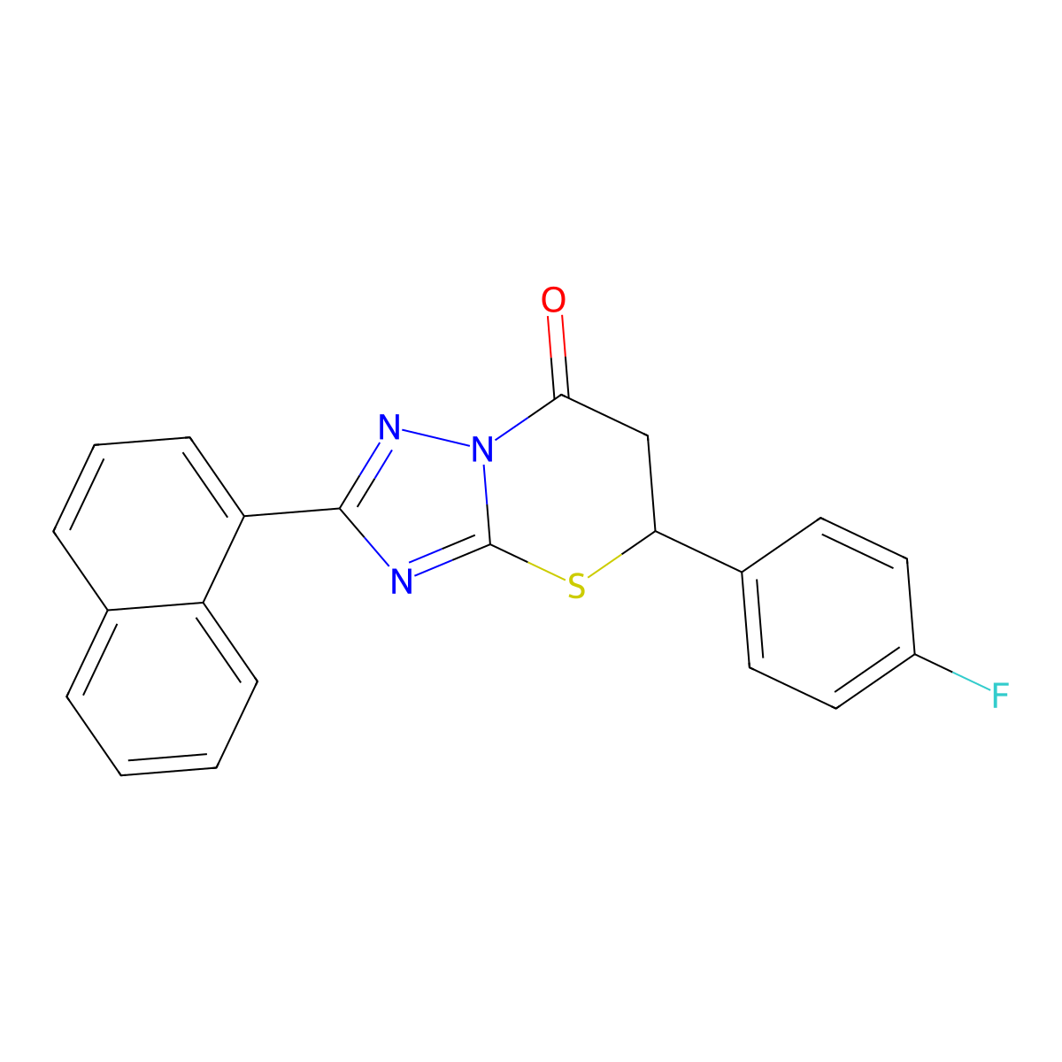 5-(4-fluorophenyl)-2-(naphthalen-1-yl)-5,6-dihydro-7H-[1,2,4]triazolo[5,1-b][1,3]thiazin-7-one molecular structure, CAS 442557-41-7