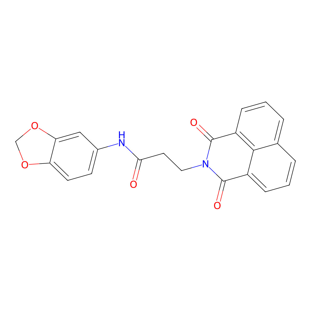 N-(1,3-benzodioxol-5-yl)-3-(1,3-dioxobenzo[de]isoquinolin-2-yl)propanamide molecular structure, CAS 442557-45-1