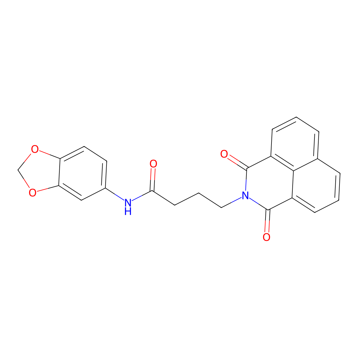 N-(1,3-benzodioxol-5-yl)-4-(1,3-dioxobenzo[de]isoquinolin-2-yl)butanamide molecular structure, CAS 442557-49-5