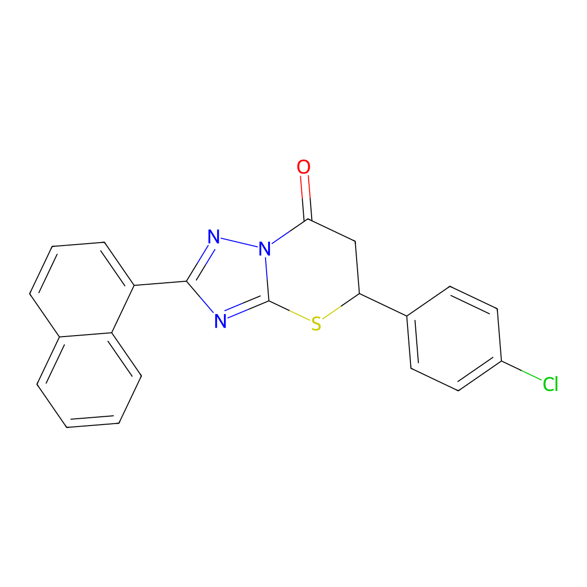5-(4-chlorophenyl)-2-(naphthalen-1-yl)-5H-[1,2,4]triazolo[5,1-b][1,3]thiazin-7(6H)-one molecular structure, CAS 442557-50-8