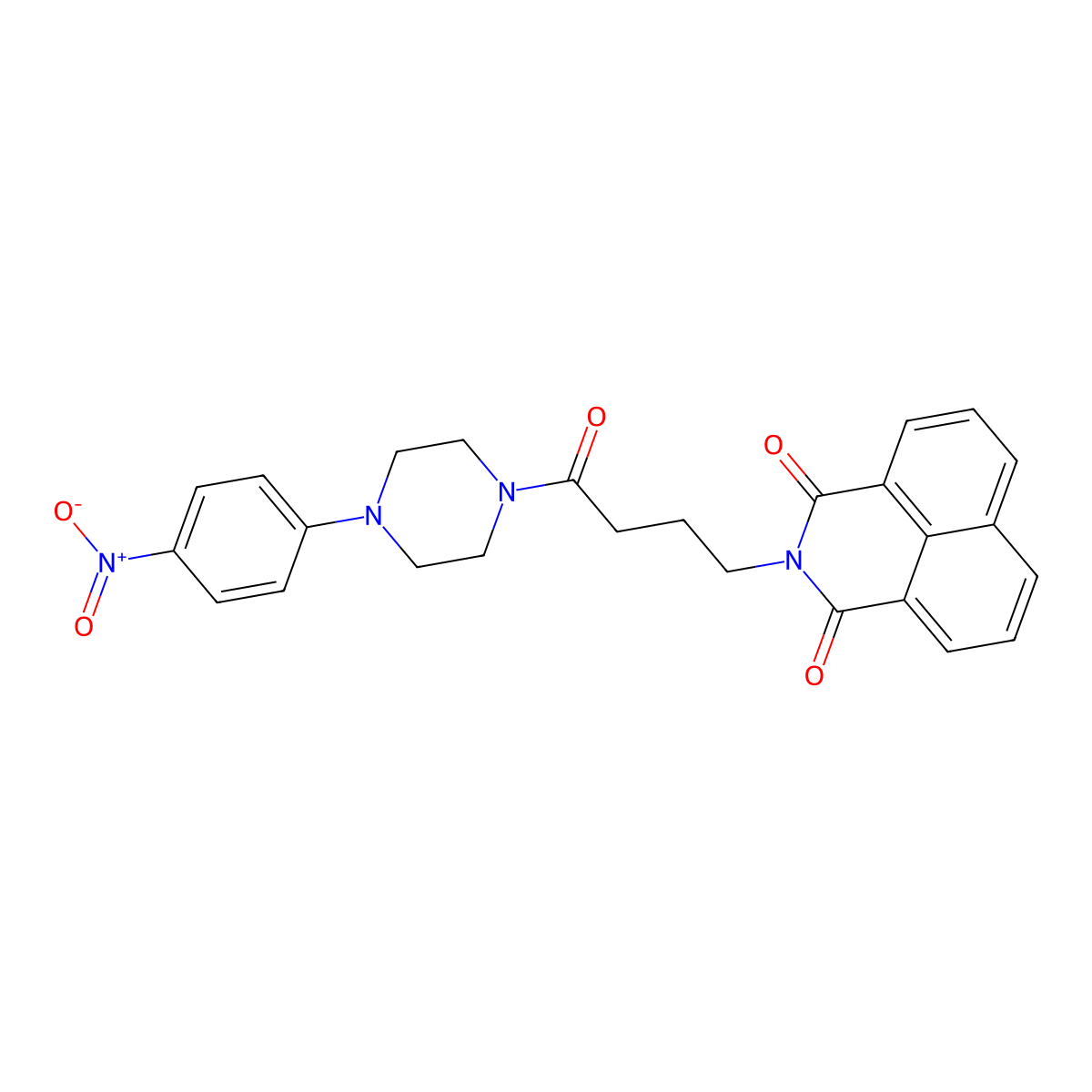 2-(4-(4-(4-nitrophenyl)piperazin-1-yl)-4-oxobutyl)-1H-benzo[de]isoquinoline-1,3(2H)-dione molecular structure, CAS 442557-52-0