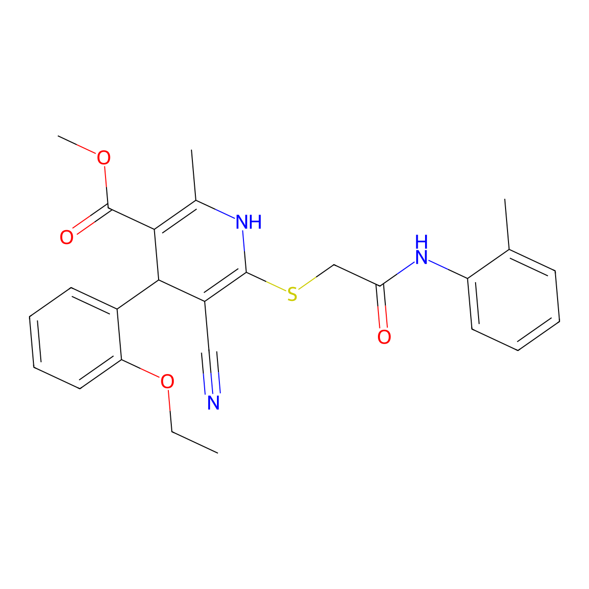 Methyl 5-cyano-4-(2-ethoxyphenyl)-2-methyl-6-({[(2-methylphenyl)carbamoyl]methyl}sulfanyl)-1,4-dihydropyridine-3-carboxylate molecular structure, CAS 442557-63-3