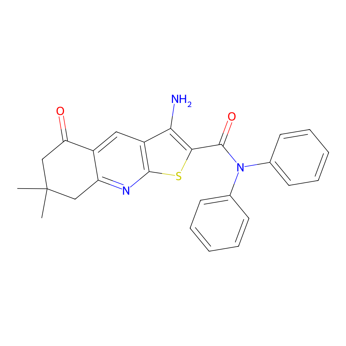 3-amino-7,7-dimethyl-5-oxo-N,N-diphenyl-5,6,7,8-tetrahydrothieno[2,3-b]quinoline-2-carboxamide molecular structure, CAS 442557-73-5