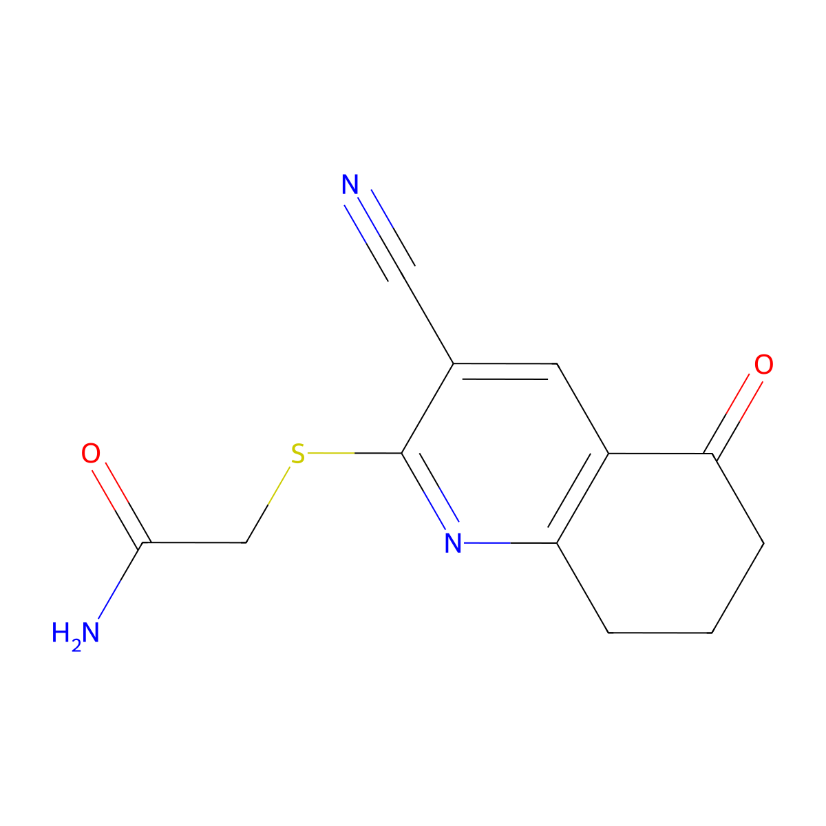 2-((3-Cyano-5-oxo-5,6,7,8-tetrahydroquinolin-2-yl)thio)acetamide molecular structure, CAS 442557-81-5