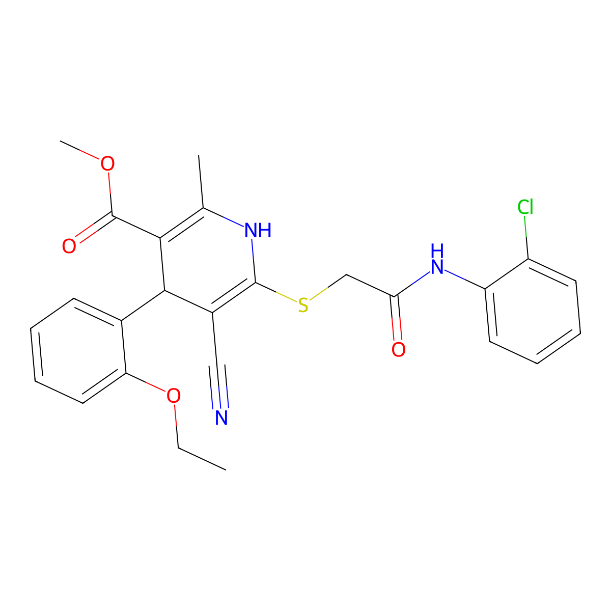 Methyl 6-[2-(2-chloroanilino)-2-oxoethyl]sulfanyl-5-cyano-4-(2-ethoxyphenyl)-2-methyl-1,4-dihydropyridine-3-carboxylate molecular structure, CAS 442557-88-2