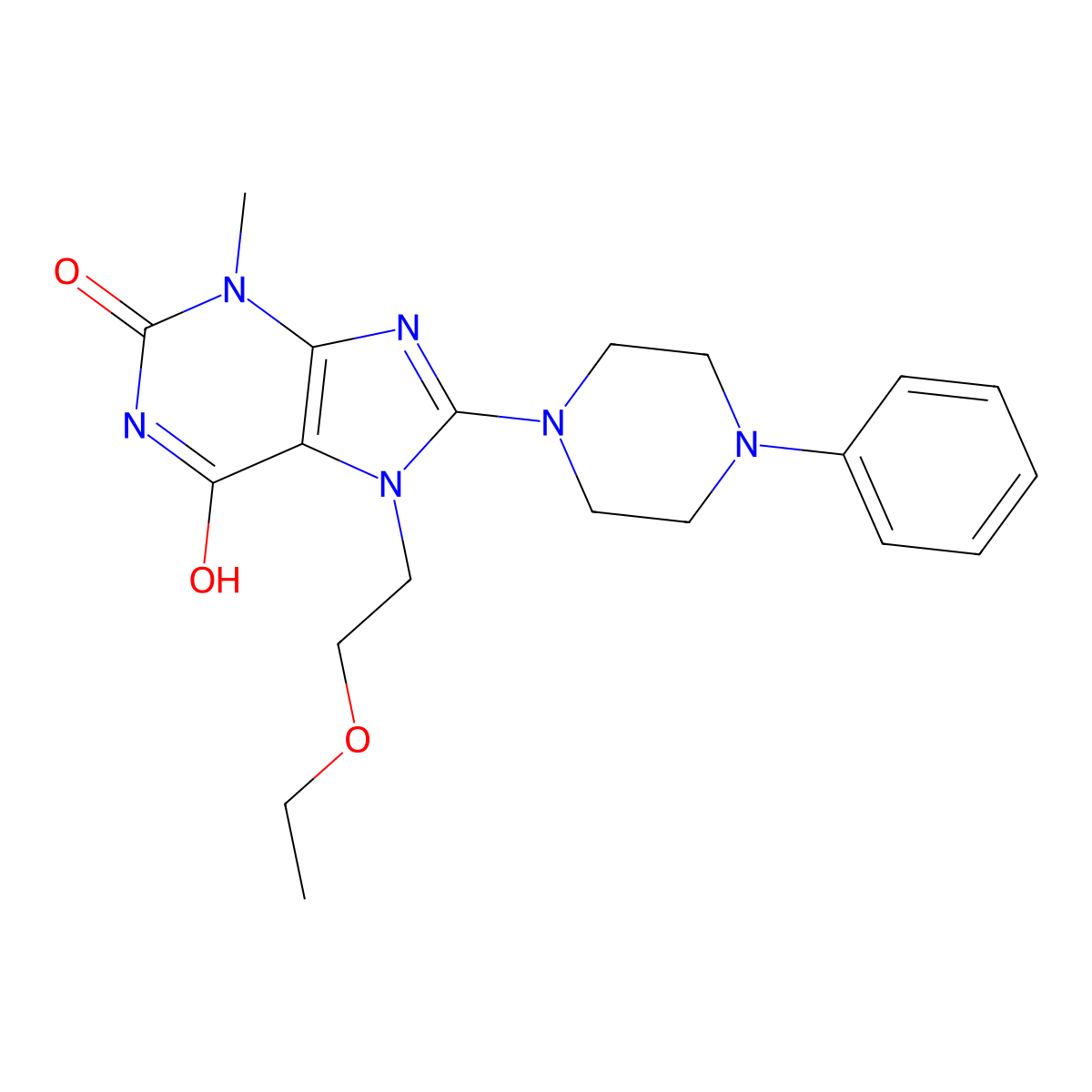 7-(2-ethoxyethyl)-3-methyl-8-(4-phenylpiperazin-1-yl)-1H-purine-2,6(3H,7H)-dione molecular structure, CAS 442557-91-7