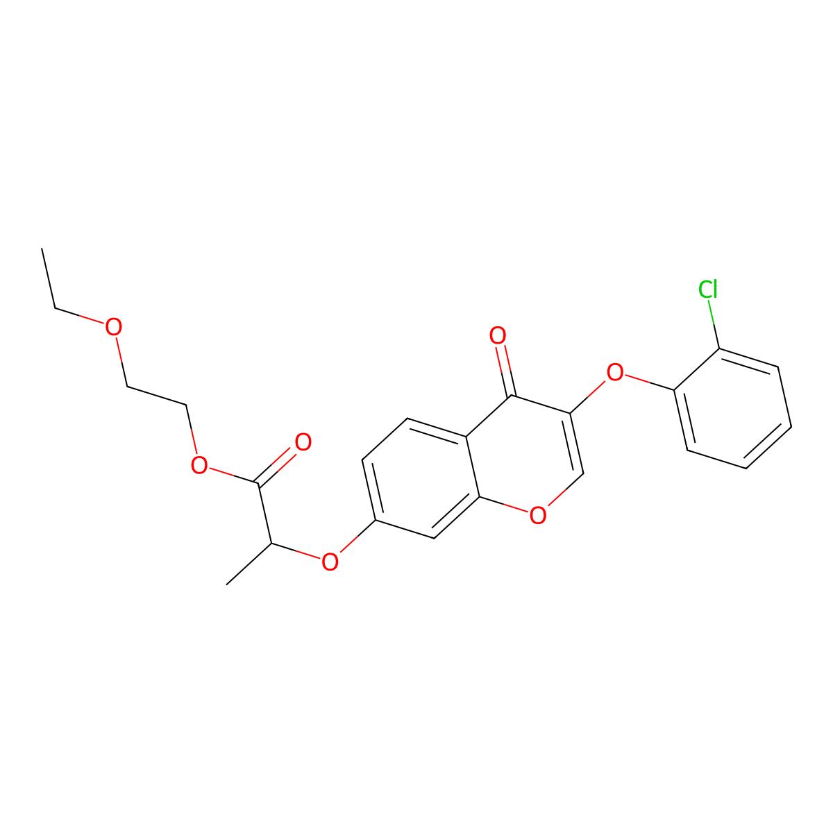 2-ethoxyethyl 2-{[3-(2-chlorophenoxy)-4-oxo-4H-chromen-7-yl]oxy}propanoate molecular structure, CAS 442563-91-9
