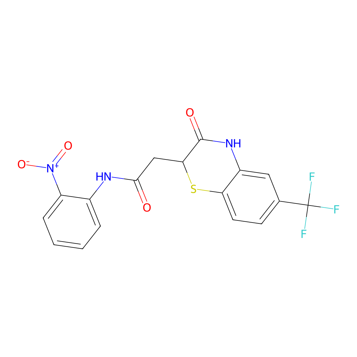 N-(2-nitrophenyl)-2-[3-oxo-6-(trifluoromethyl)-3,4-dihydro-2H-1,4-benzothiazin-2-yl]acetamide molecular structure, CAS 442564-66-1