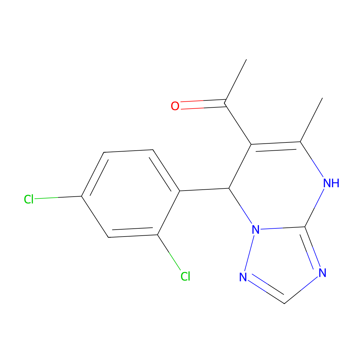 1-[7-(2,4-Dichlorophenyl)-5-methyl-1,7-dihydro-[1,2,4]triazolo[1,5-a]pyrimidin-6-yl]ethanone molecular structure, CAS 442564-76-3