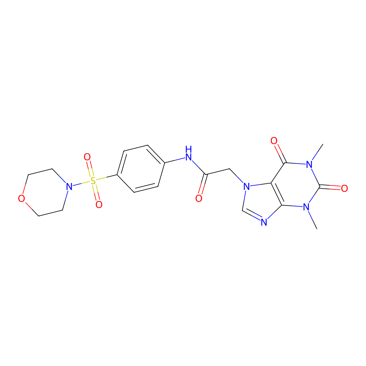 2-(1,3-dimethyl-2,6-dioxo-1,2,3,6-tetrahydro-7H-purin-7-yl)-N-[4-(morpholin-4-ylsulfonyl)phenyl]acetamide molecular structure, CAS 442565-00-6