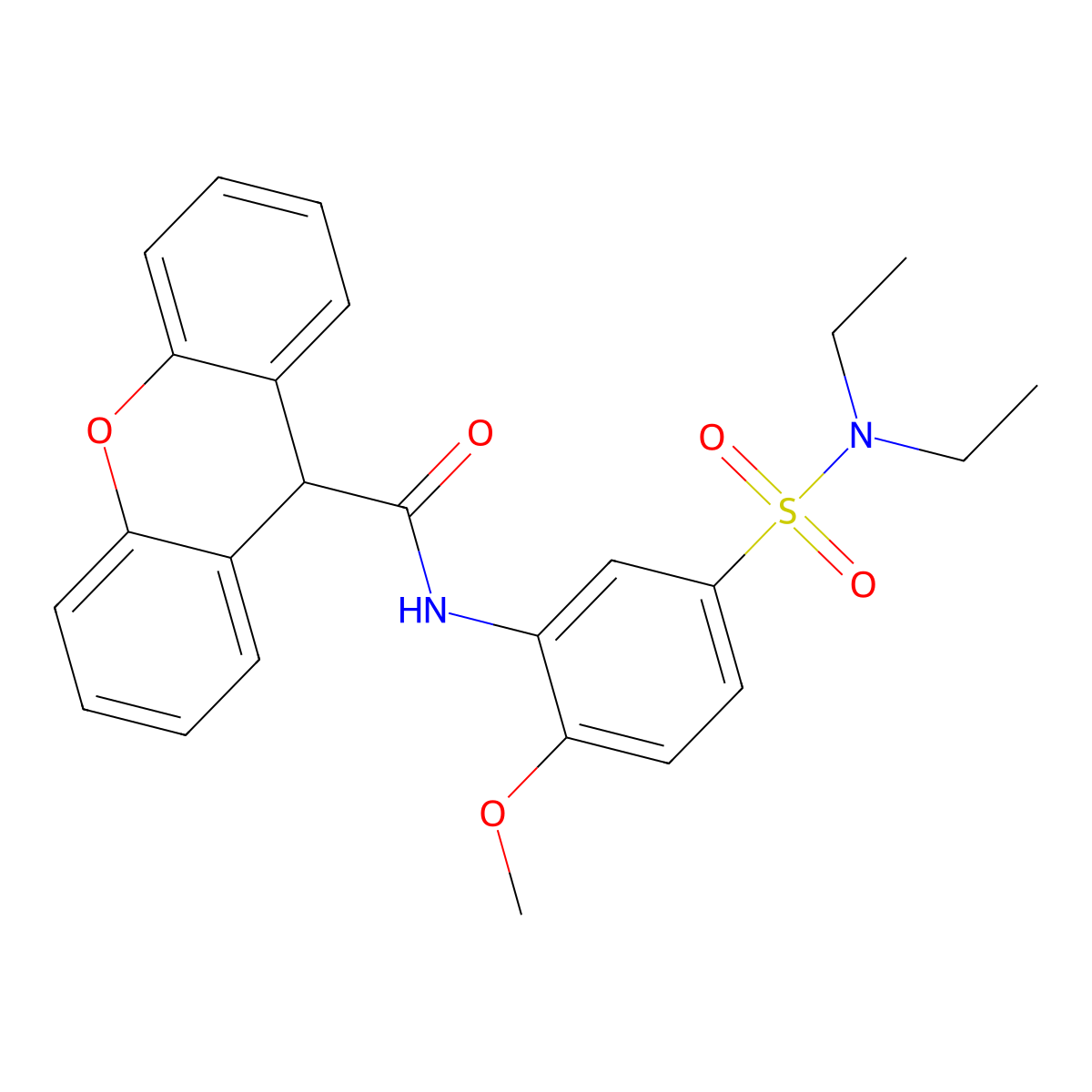 N-[5-(diethylsulfamoyl)-2-methoxyphenyl]-9H-xanthene-9-carboxamide molecular structure, CAS 442565-03-9