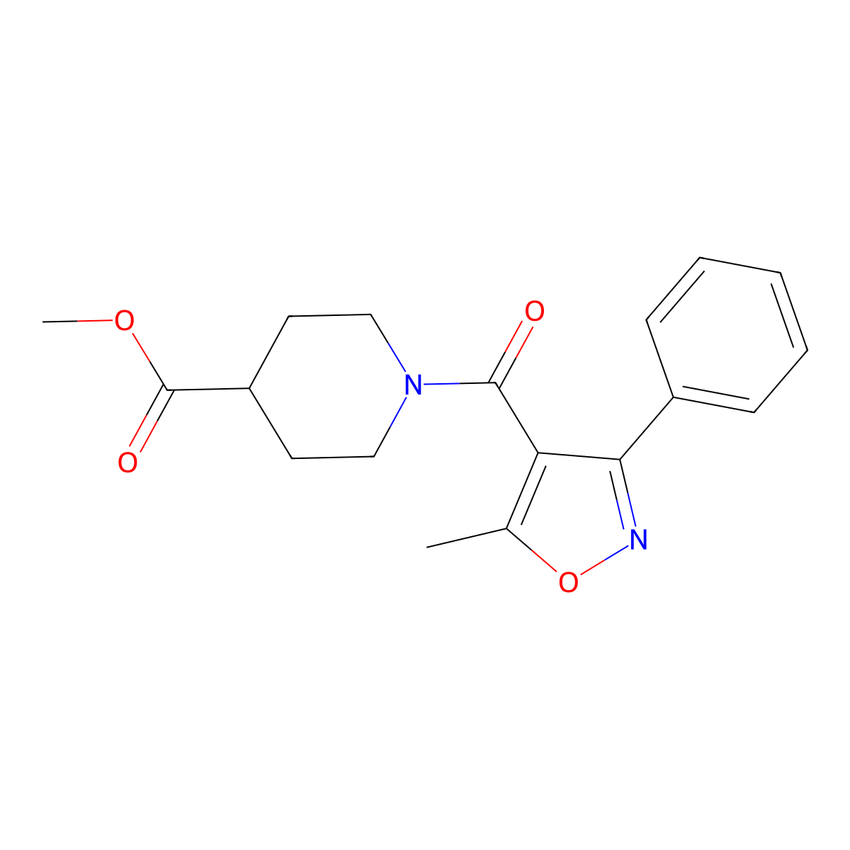Methyl 1-(5-methyl-3-phenyl-1,2-oxazole-4-carbonyl)piperidine-4-carboxylate molecular structure, CAS 442565-12-0